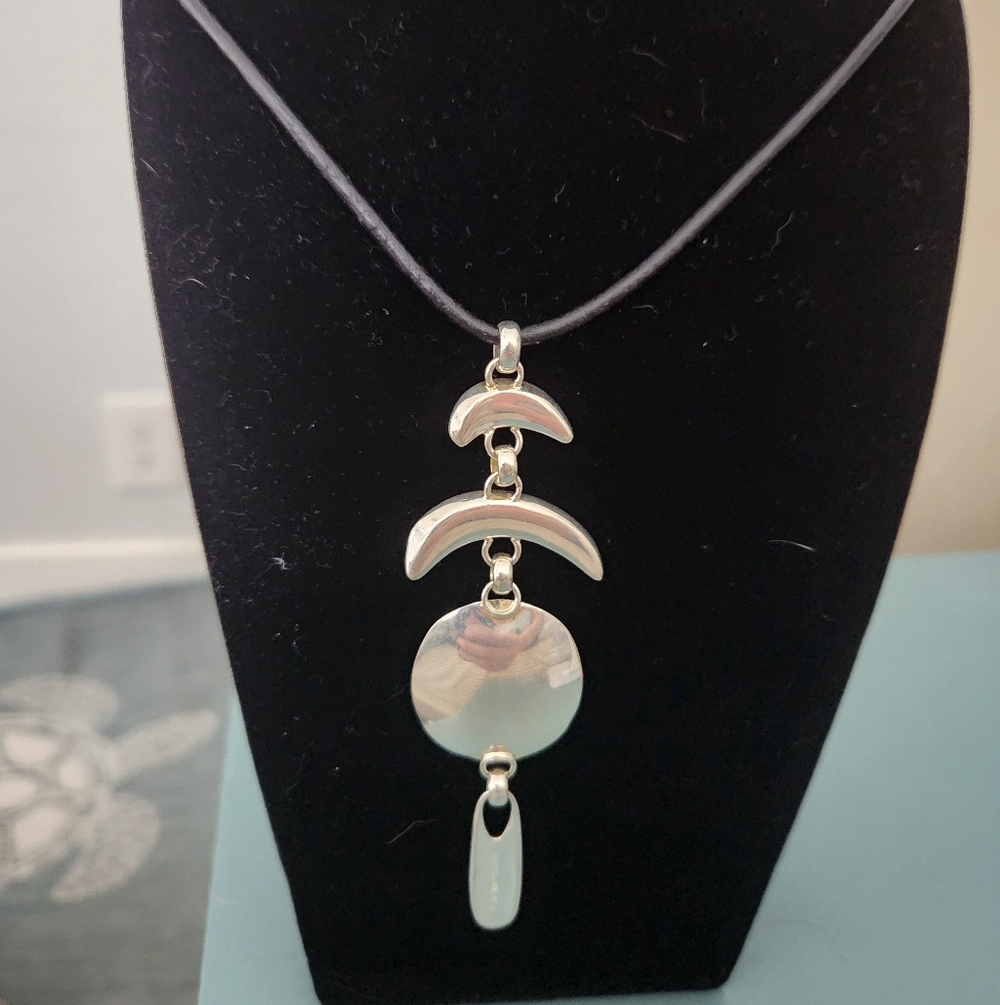Robert Lee Morris Silver and Black Pendant Necklace